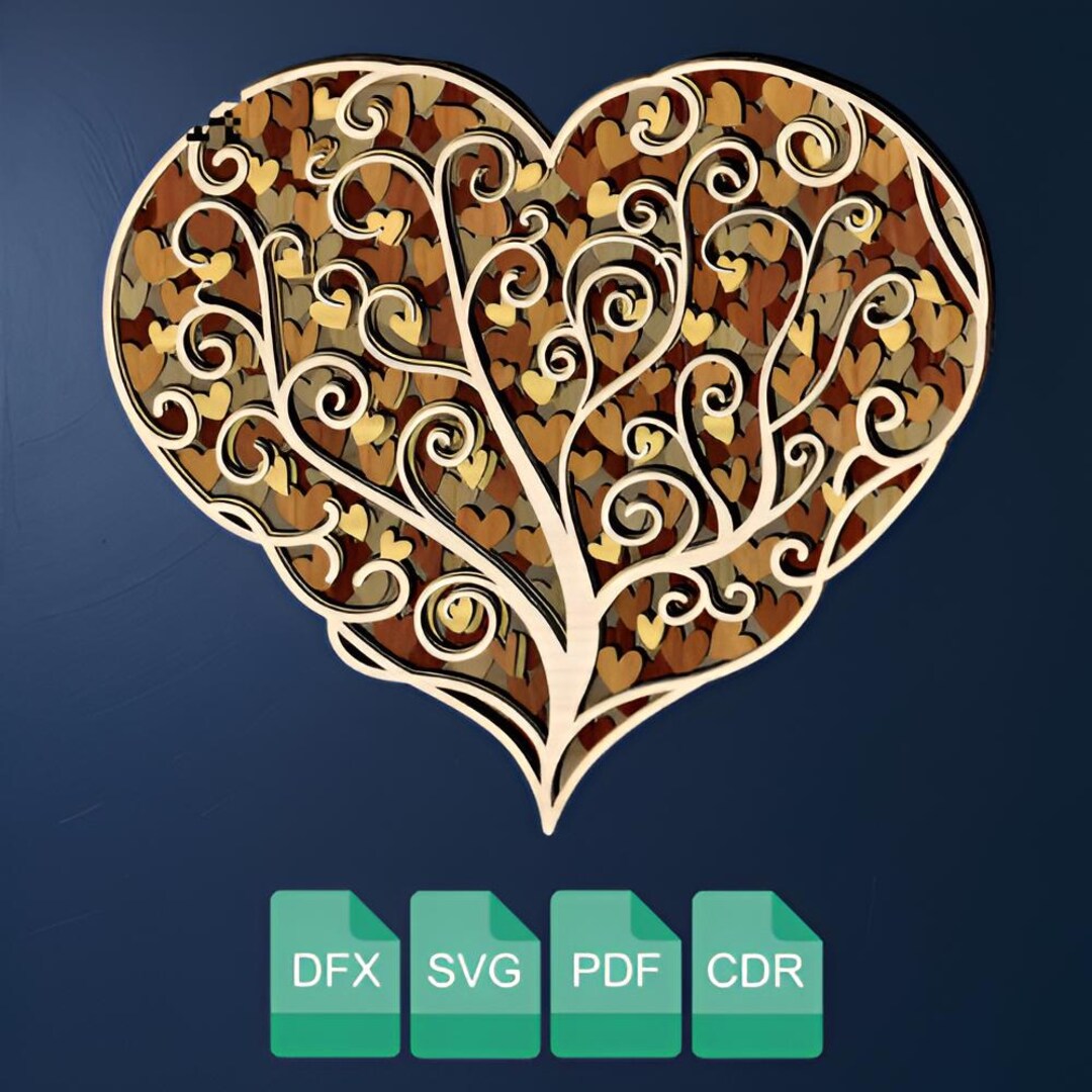 Mandala Heart SVG 3D Multilayer Laser Cut Wall Art CDR, PDF File. - Etsy