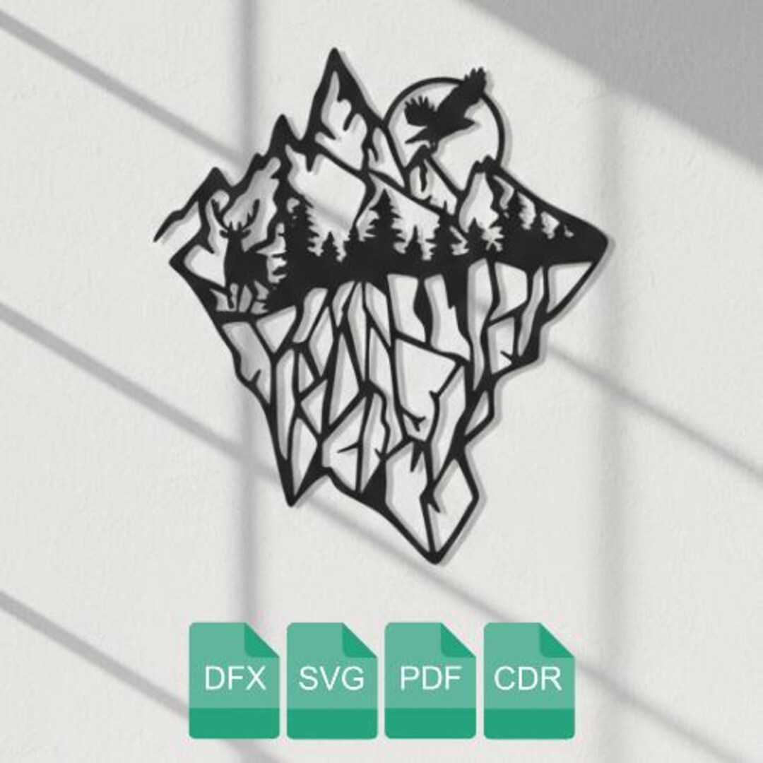 Mountains SVG Laser Cut Wall Art, Landscape Home Decor PDF, DXF Files ...