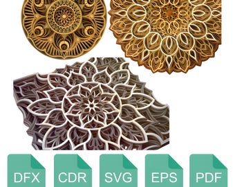 Multilayer Mandala Bundle Frame Wall Art  SVG, DFX, PDF file