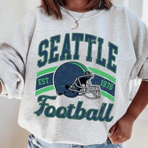 Seattle sweatshirt met ronde hals, voetbalshirt vintage retrostijl