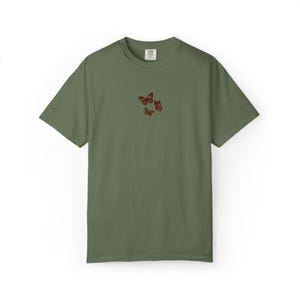 Embroidery Butterflies T-Shirt, Unisex Tee, Butterflies Graphic Shirt, Butterfly Embroidered Top, Nature Lover Gift