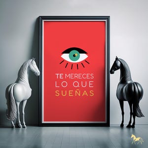 Retro Eye Drawing Print: Spanish Quote, Self-Care Art (Digital Download, 5 Sizes)