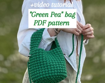 CROCHET PATTERN Green Pea bag, Crochet Bag Tutorial English, Crochet Bag Pattern, Handmade Bag Pattern, Step-by-step crochet tutorial