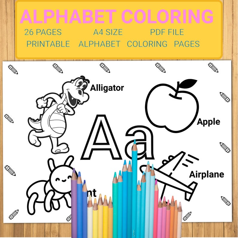 Alphabet Coloring Pages A-Z Printable, ABC Coloring Book for Kids ...