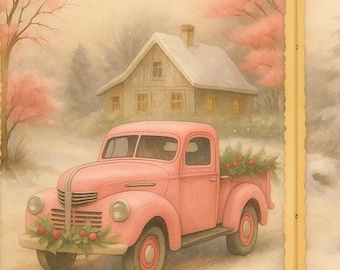 Rosa Weihnachten Junk Journal Printable — Vintage Weihnachten Ephemera Blatt