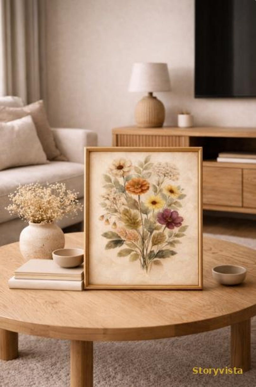 Vintage Botanical Floral Wall Art Print, Neutral Cottagecore Decor ...