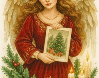 Ángel navideño vintage PNG: Clipart navideño (Descarga digital)
