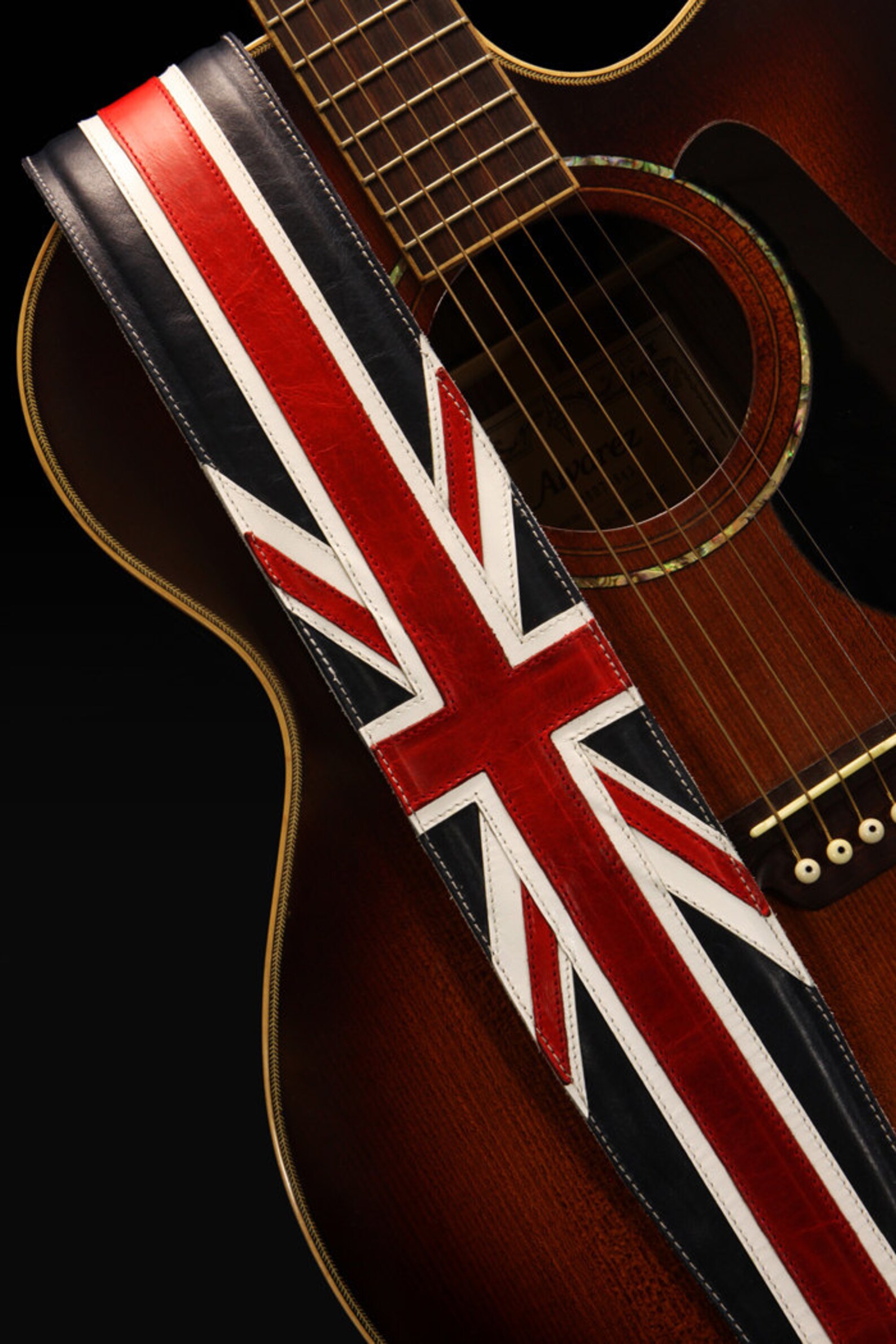 Leather Guitar Strap Great Britain Guitar Strap Union Jack Etsy