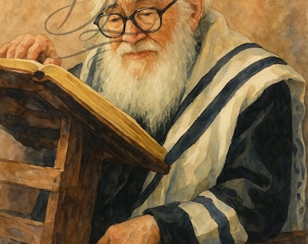 Rav Shach Watercolor Portrait – Gedolim Rabbi Art, Jewish Decor (Digital Download)