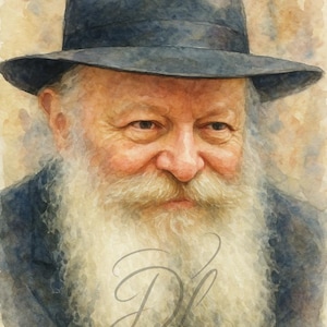 Lubavitcher Rebbe Portrait – Digital Download | Chabad Art Print | Rebbe Wall Decor | Jewish Gift | Gedolim Watercolor