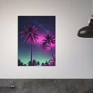 Poster artistico di palme al neon
