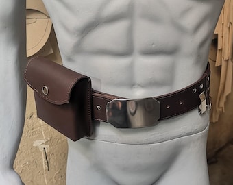 Op Jedi geïnspireerde ROTJ leren riem met accessoirezakje | Uniseks Skywalker-cosplaykostuumaccessoire