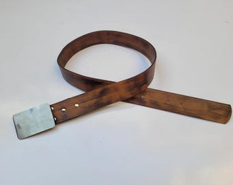 Vintage Hook Buckle Belt, Handmade Genuine Leather Belt  display picture 2