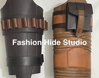 Handcrafted Mandalorian Real Leather Leg Armour Set | Men's Cosplay Costume Prop