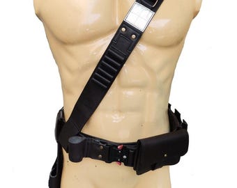 Star Wars Leather Shoulder and Waist Belt | Adjustable Holster Harness for Cosplay & Outdoor Gear, Mandalorian Belt, Halloween Costume Prop