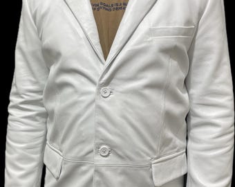 Men's Lambskin leather Blazer - Two Button Closure Coat - Wedding Formal Office Business Waistcoat - Casual Party Cocktail - Gift For Him