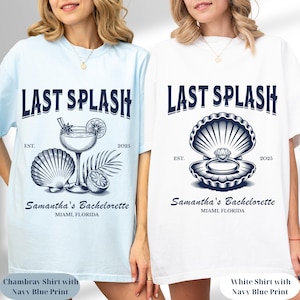 Last Splash Bachelorette Shirt, Strand Bach Party T-Shirt, Benutzerdefinierte Küsten Bachelorette Shirts, passende Brautjungfer Reise Tops, Brautparty Shirts