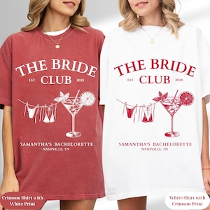 Magliette comode per feste di addio al nubilato in spiaggia, magliette Martini e Bikini Bride, gadget personalizzati del The Bach Club, magliette per gite di fine settimana tra ragazze