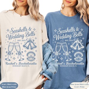 Seashells & Wedding Bells Bachelorette Party Shirt: Custom Coastal Bride Tee