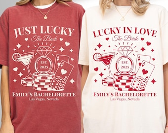 Lucky in Love Bachelorette Party Shirts: Vegas Bride & Bridesmaid Tees