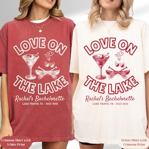 Love on the Lake Bachelorette Shirts, Custom Martini Girl Lake Trip Tee, Camp Bride Comfort Colors Shirt,Hiking Bride Shirt,Camping Bach Tee