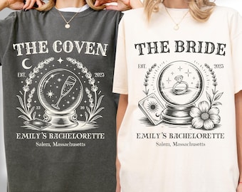 Heksen vrijgezellenfeest shirts: Spooky Gothic Bride, Coven Tees