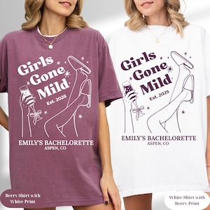Girls Gone Mild Bachelorette Shirt, Funny Bridal Shower Tee, Custom Bridesmaid Matching Outfit, Luxury Spa Trip Shirt, Bach Party Gift