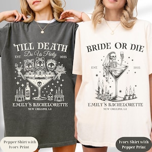 Bride or Die Til Death Do Us Party Tee, Gothic Bachelorette Shirt, Skeleton Bride, Custom Spooky Bach, Comfort Colors