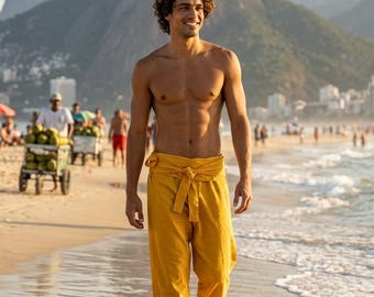 Pantaloni da pescatore thailandesi in cotone – Pantaloni boho a vestibilità ampia, realizzati a mano in Thailandia