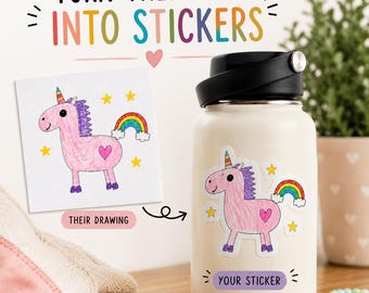 Custom Kids Drawing Sticker | Turn Child's Artwork Into Sticker | Personalized Drawing Decal | Father's Day Gift | Waterproof Vinyl