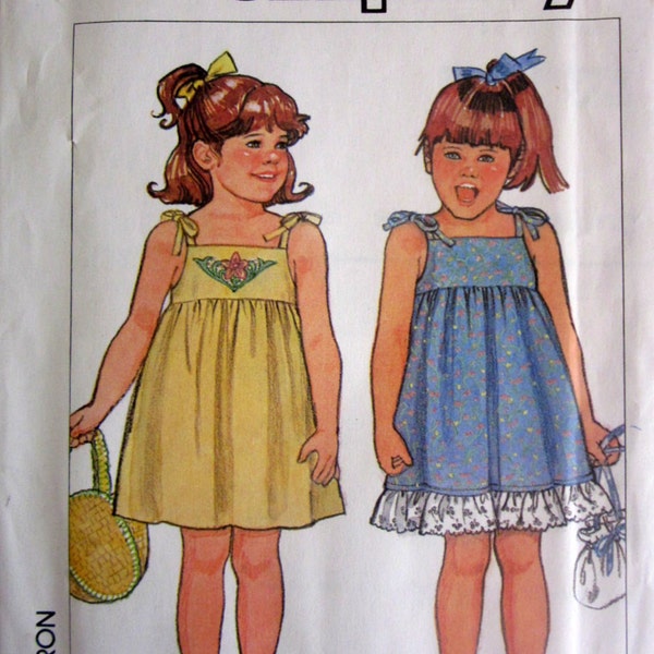 Vintage 1980s Simplicity 7424 Girls Pullover Sundress