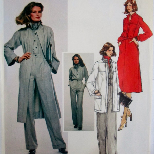 Vogue Paris Original 1519 Emanuel Ungaro 70s Coat Jumpsuit Dress Pattern Bust 36