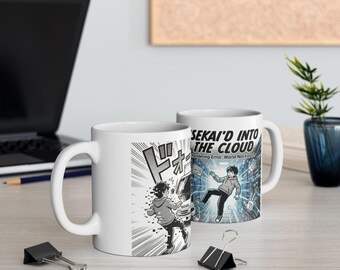 Isekai AI Truck Comic Strip Mug | Ceramic Coffee Tea Cup (11oz, 15oz)