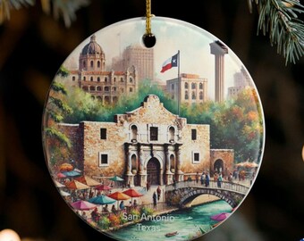 Personalized San Antonio Texas Ornament: Custom Alamo City TX Travel Keepsake Souvenir Gift