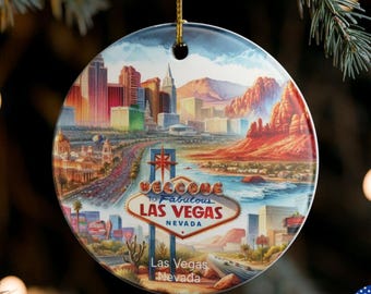 Personalized Las Vegas Nevada Ornament: Custom Vegas Strip Travel Keepsake Souvenir Gift