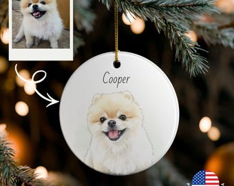Adorno personalizado con foto de mascota en acuarela: Recuerdo conmemorativo personalizado para perros y gatos