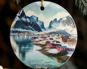 Personalized Lofoten Islands Norway Christmas Ornament: Custom Nordic Scandinavian Travel Keepsake