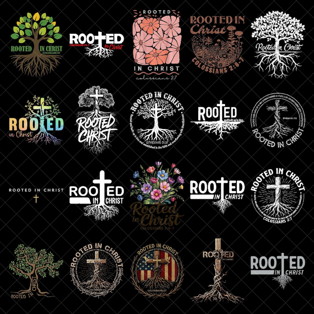 Rooted in Christ PNG Bundle, Christian Faith Tree Cross Bible Verse ...