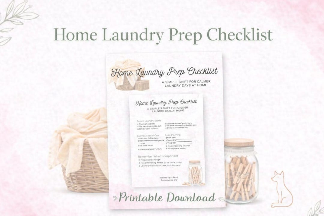 Home Laundry Prep Checklist | Printable Laundry Routine for Calm ...