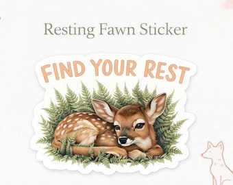 Find Your Rest Christian Vinyl Sticker | Bible Verse Encouragement | Watercolor Fawn Faith Sticker
