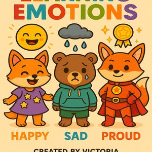 Emotions Coloring Book for Kids | 22 Emotions + 5 Fun Activities | Printable PDF | Easy Bold Animal Coloring Pages | Preschool Learning