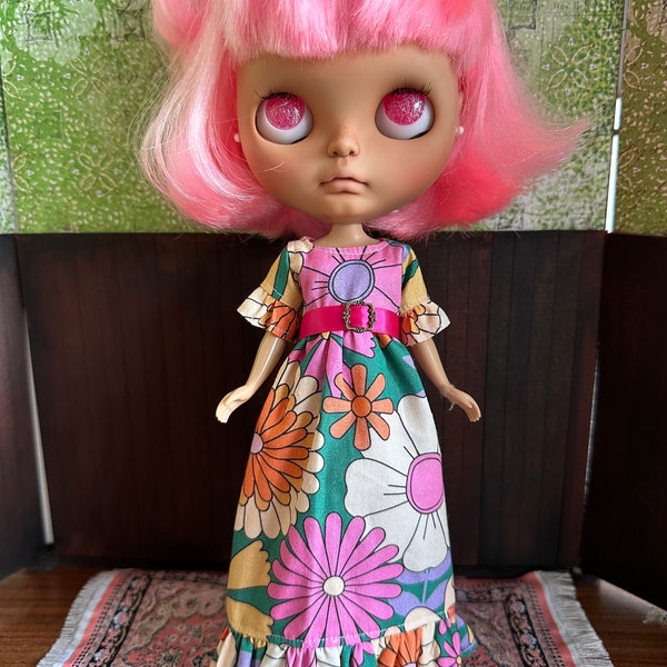 Blythe Long Vintage Style Dress Big Flowers