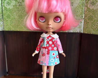 Blythe Mod Dress - Red Teal and Pink