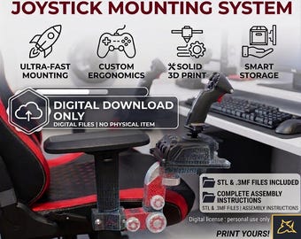 Joystick Armrest Mount - Pro STL & .3MF Files - Flight Sim Hotas Support for VKB, Thrustmaster, Virpil