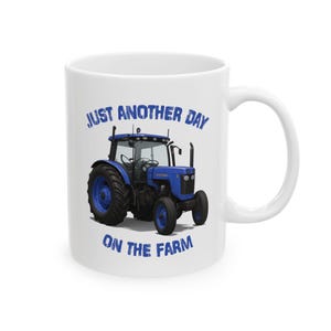Blue Tractor: Farm Life Ceramic Mug, Gift for Farmers, Coffee Lover&#39;s Mug, Tractor Design Cup, Farmhouse Kitchen Decor, Agriculture Mug