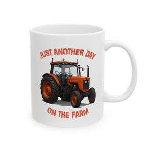 Orange Tractor: Farm Life Ceramic Mug, Gift for Farmers, Coffee Lover&#39;s Mug, Tractor Design Cup, Farmhouse Kitchen Decor, Agriculture Mug