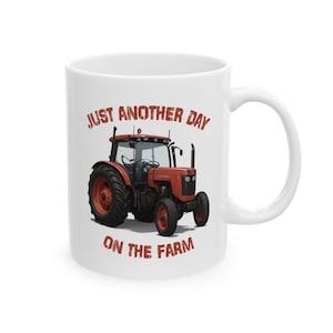 Red Tractor: Farm Life Ceramic Mug, Gift for Farmers, Coffee Lover&#39;s Mug, Tractor Design Cup, Farmhouse Kitchen Decor, Agriculture Mug