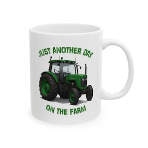 Green Tractor: Farm Life Ceramic Mug, Gift for Farmers, Coffee Lover&#39;s Mug, Tractor Design Cup, Farmhouse Kitchen Decor, Agriculture Mug