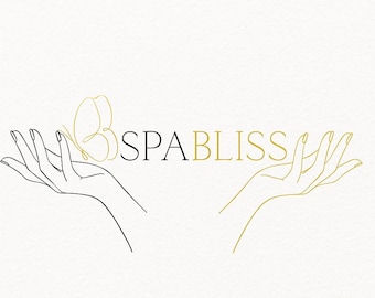 Elegant Butterfly Spa Logo: Gold Watercolor Wellness Branding
