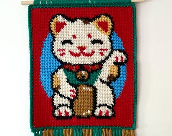Lucky Cat Tapestry Crochet PDF Pattern